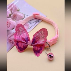 🦋 Adorable Colorful Pastel Pink Butterfly Bell Doggy Dog Or Kitty Cat Collar